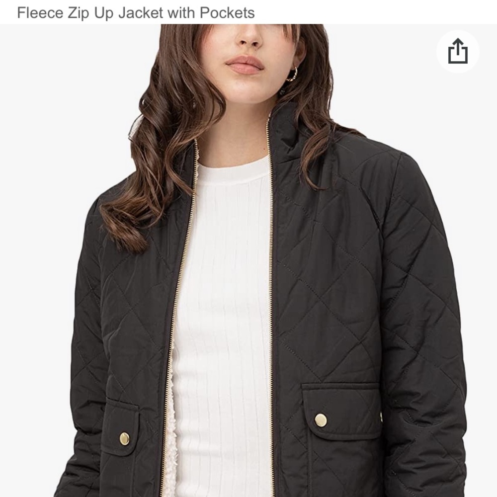 Quilted Reversible Sherpa Fleece Zip Up Jacket